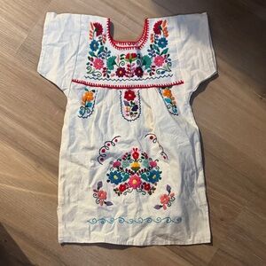 Hispanic Embroidered Floral White Dress